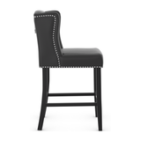 Faux Leather Bar Stool With Wooden Legs - Eardley