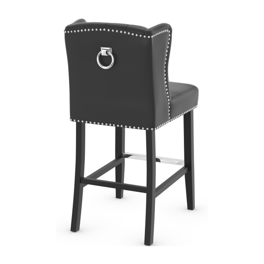 Faux Leather Bar Stool With Wooden Legs - Eardley