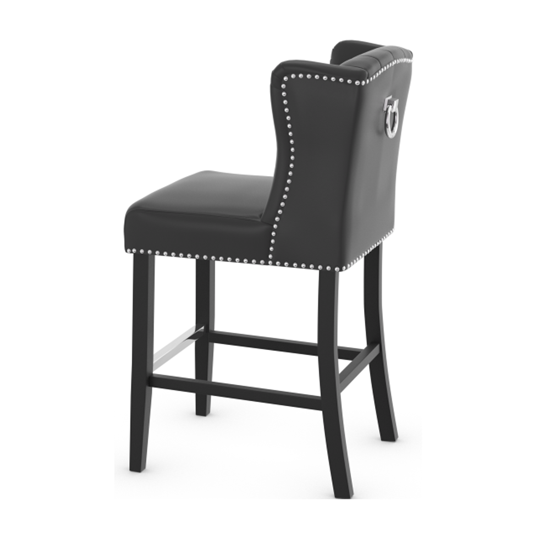 Faux Leather Bar Stool With Wooden Legs - Eardley