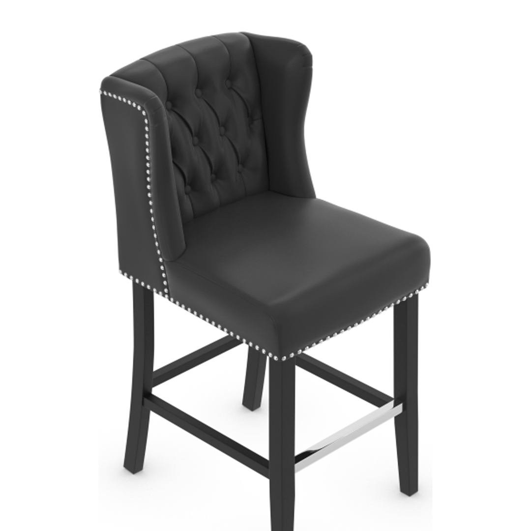 Faux Leather Bar Stool With Wooden Legs - Eardley