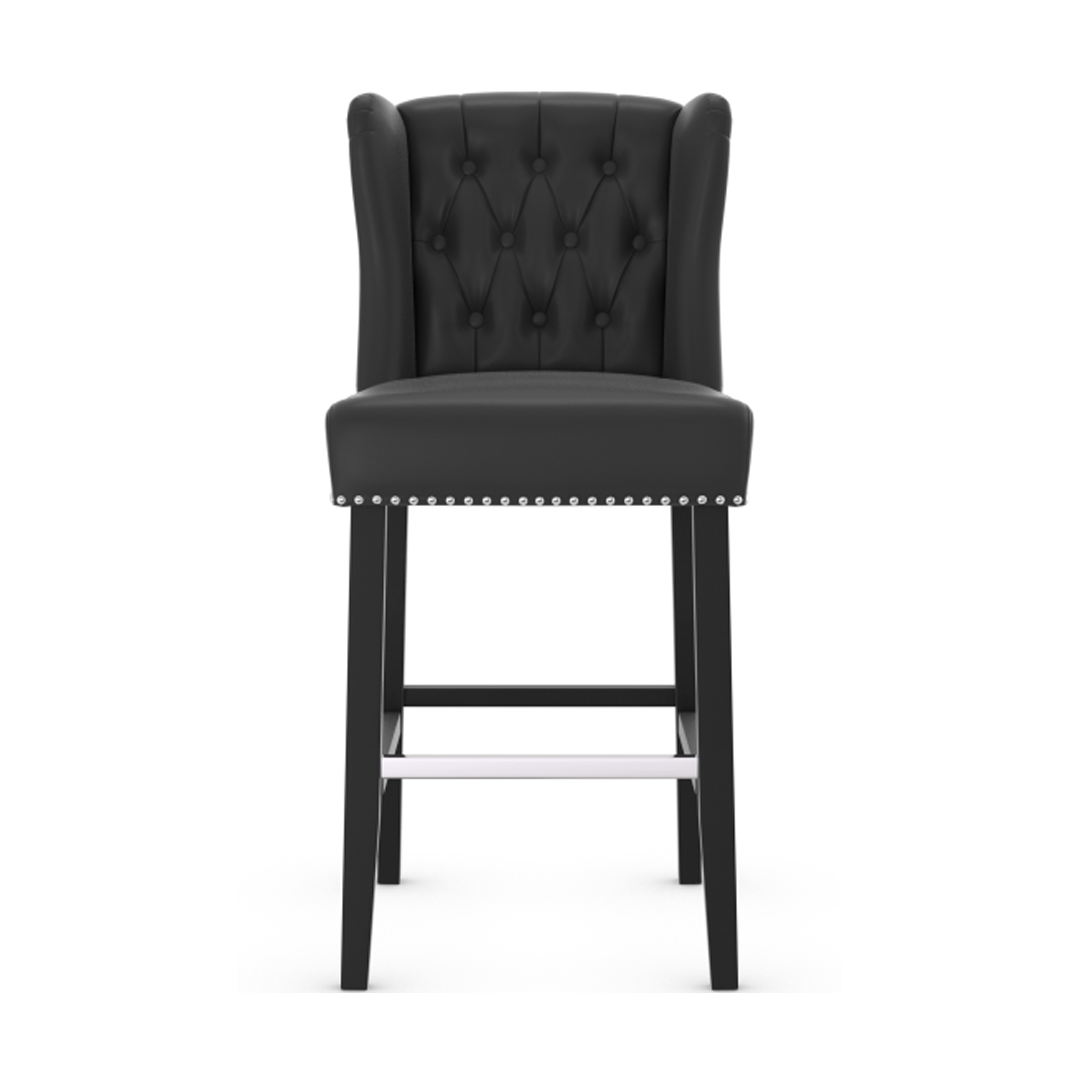 Faux Leather Bar Stool With Wooden Legs - Eardley