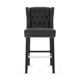 Faux Leather Bar Stool With Wooden Legs - Eardley