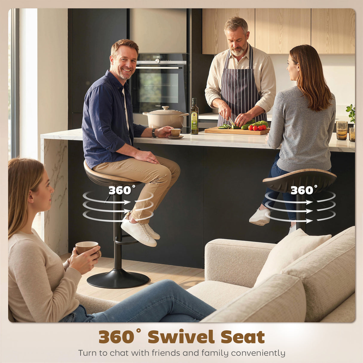 Faux Leather Bar Stools 40cm Wide in Set Of 2 - Velmora