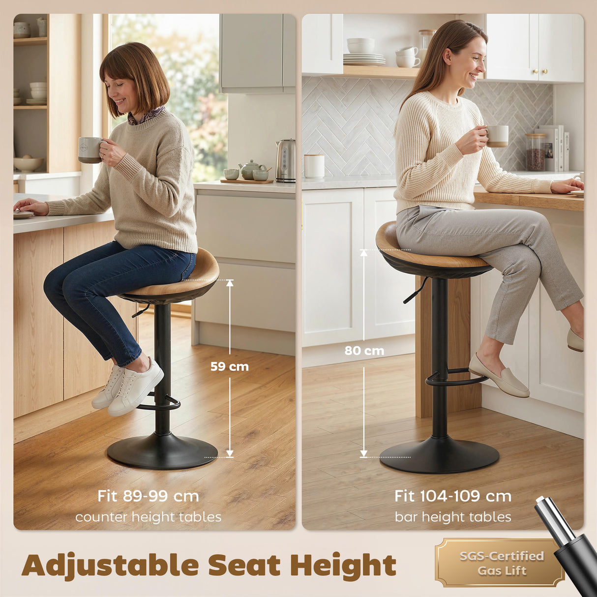 Faux Leather Bar Stools 40cm Wide in Set Of 2 - Velmora