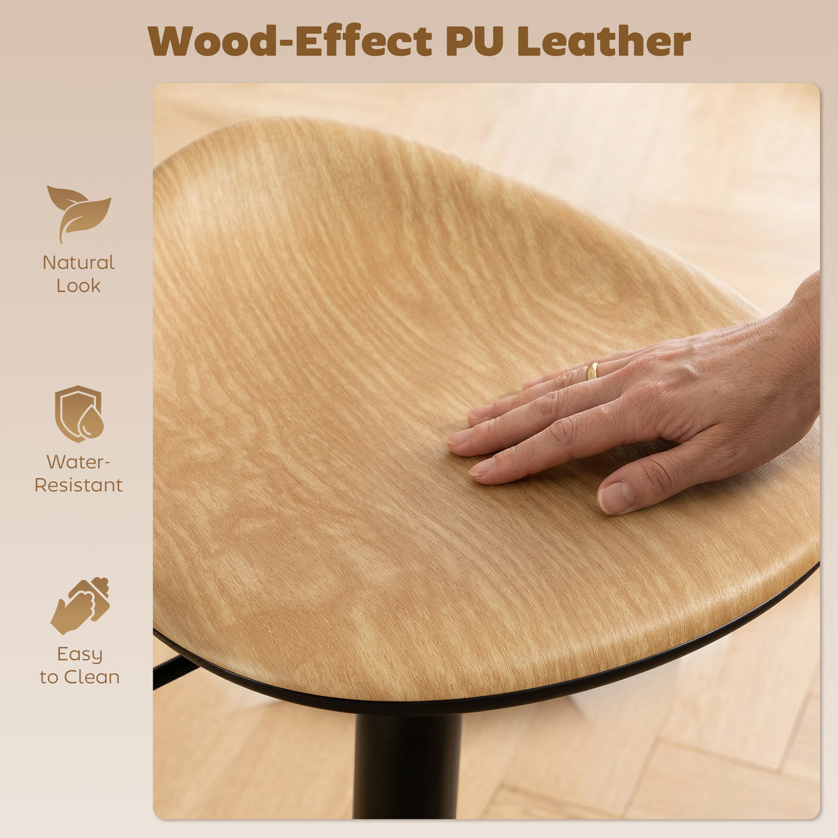 Faux Leather Bar Stools 40cm Wide in Set Of 2 - Velmora