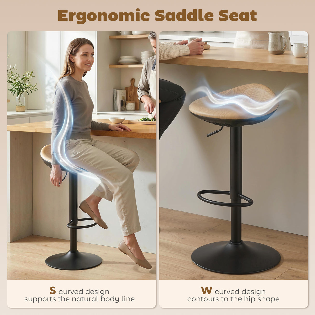 Faux Leather Bar Stools 40cm Wide in Set Of 2 - Velmora