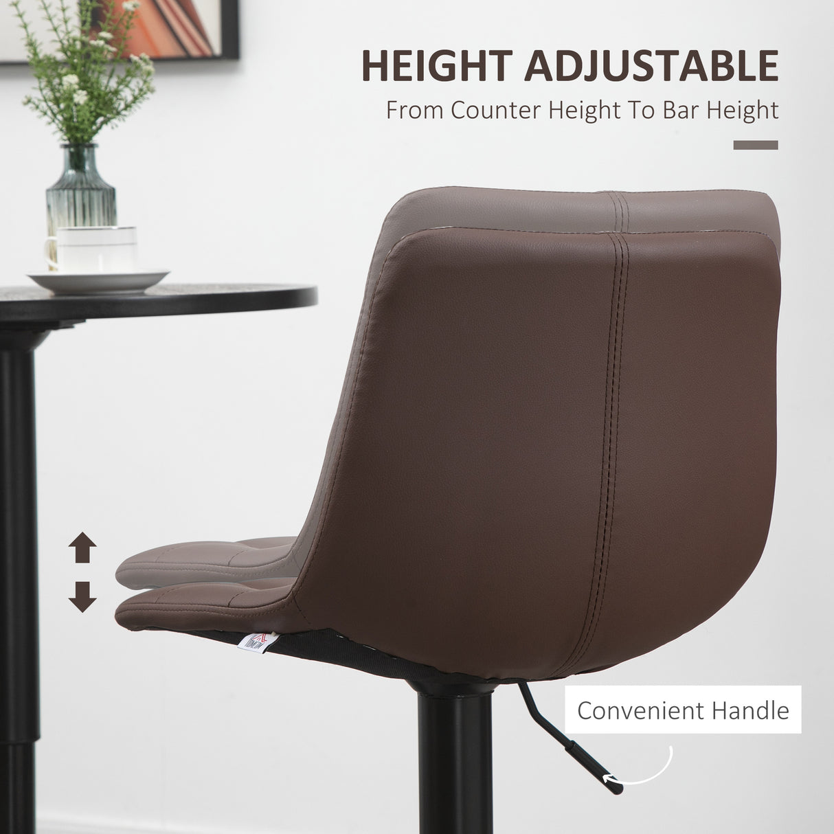 Faux Leather Bar Stools 42cm Wide in Set Of 2 - Velmora