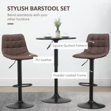 Faux Leather Bar Stools 42cm Wide in Set Of 2 - Velmora