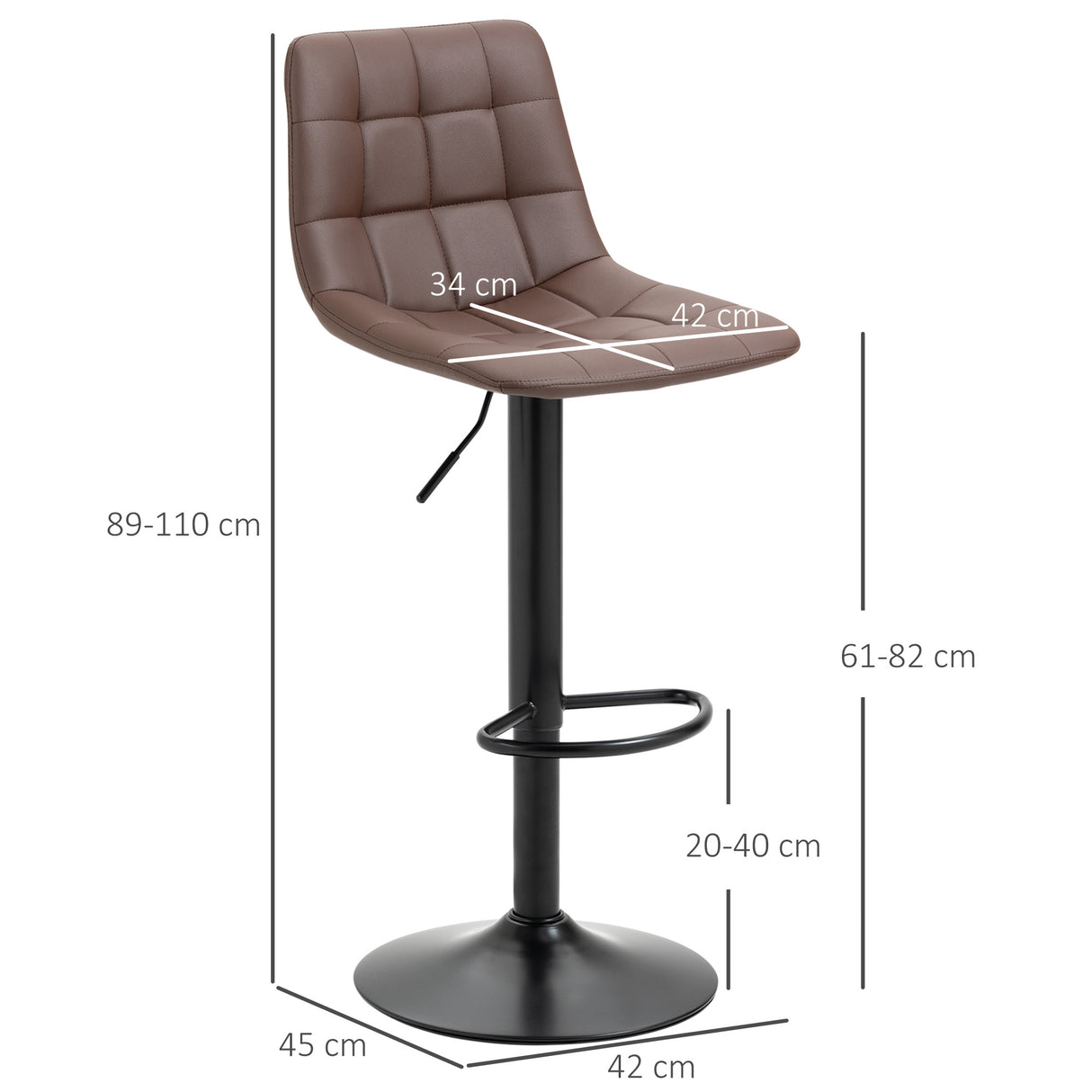 Faux Leather Bar Stools 42cm Wide in Set Of 2 - Velmora