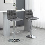 Faux Leather Bar Stools 42cm Wide in Set Of 2 - Velmora