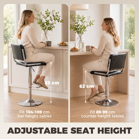 Faux Leather Bar Stools 43cm Wide in Set Of 2 - Velmora