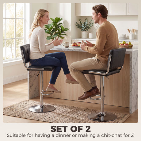 Faux Leather Bar Stools 43cm Wide in Set Of 2 - Velmora