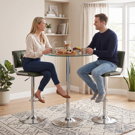 Faux Leather Bar Stools 43cm Wide in Set Of 2 - Velmora