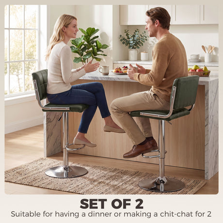 Faux Leather Bar Stools 43cm Wide in Set Of 2 - Velmora