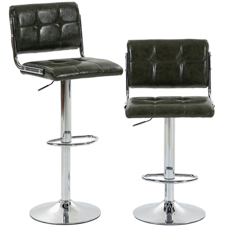 Faux Leather Bar Stools 43cm Wide in Set Of 2 - Velmora