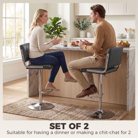 Faux Leather Bar Stools 43cm Wide in Set Of 2 - Velmora