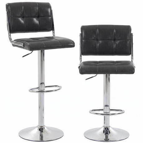 Faux Leather Bar Stools 43cm Wide in Set Of 2 - Velmora