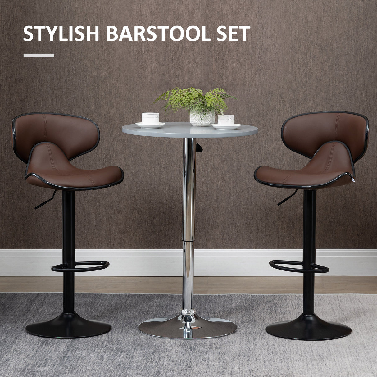 Faux Leather Bar Stools 45.5cm Wide in Set Of 2 - Velmora
