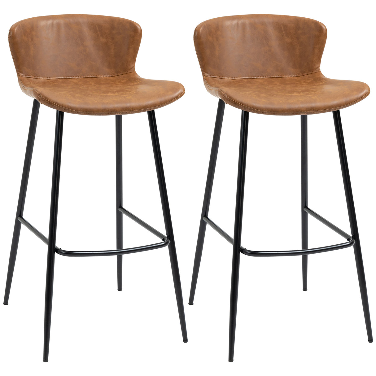 Faux Leather Bar Stools 45cm Wide in Set Of 2 - Velmora