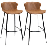 Faux Leather Bar Stools 45cm Wide in Set Of 2 - Velmora