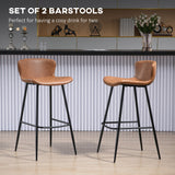 Faux Leather Bar Stools 45cm Wide in Set Of 2 - Velmora