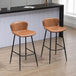 Faux Leather Bar Stools 45cm Wide in Set Of 2 - Velmora