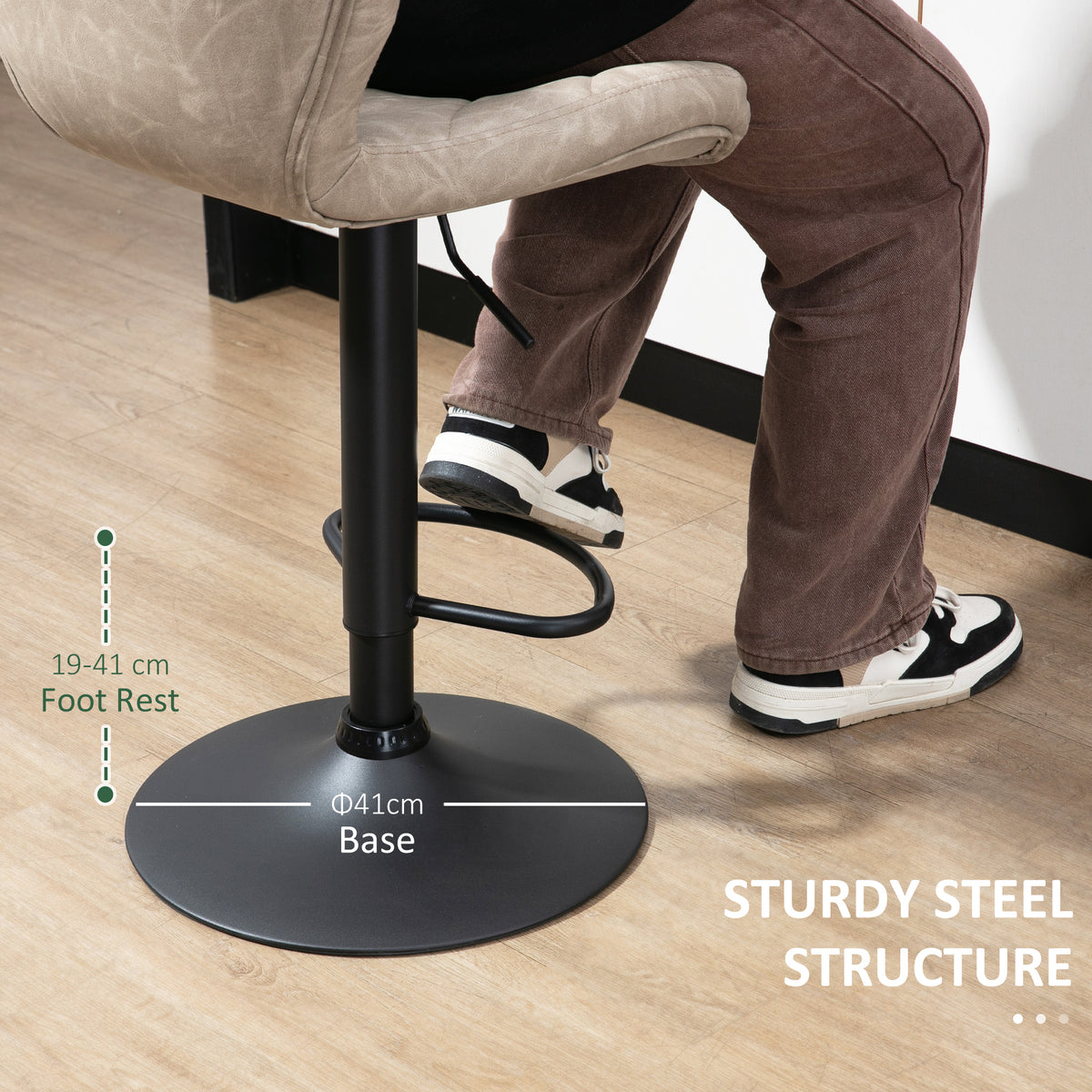 Faux Leather Bar Stools 46.5cm Wide in Set Of 2 - Velmora