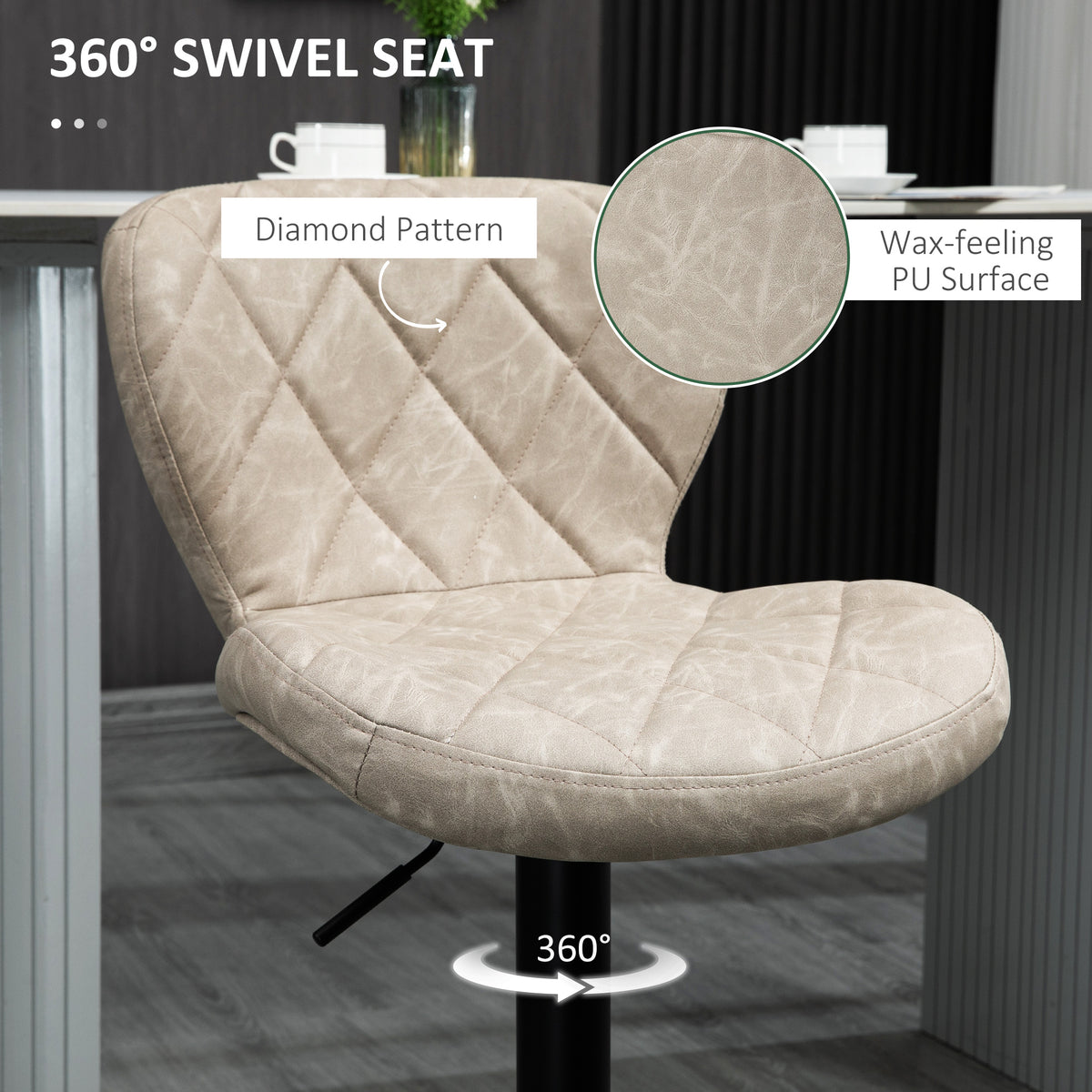 Faux Leather Bar Stools 46.5cm Wide in Set Of 2 - Velmora