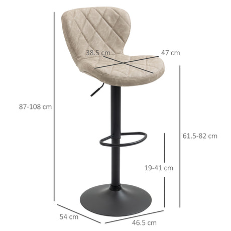 Faux Leather Bar Stools 46.5cm Wide in Set Of 2 - Velmora