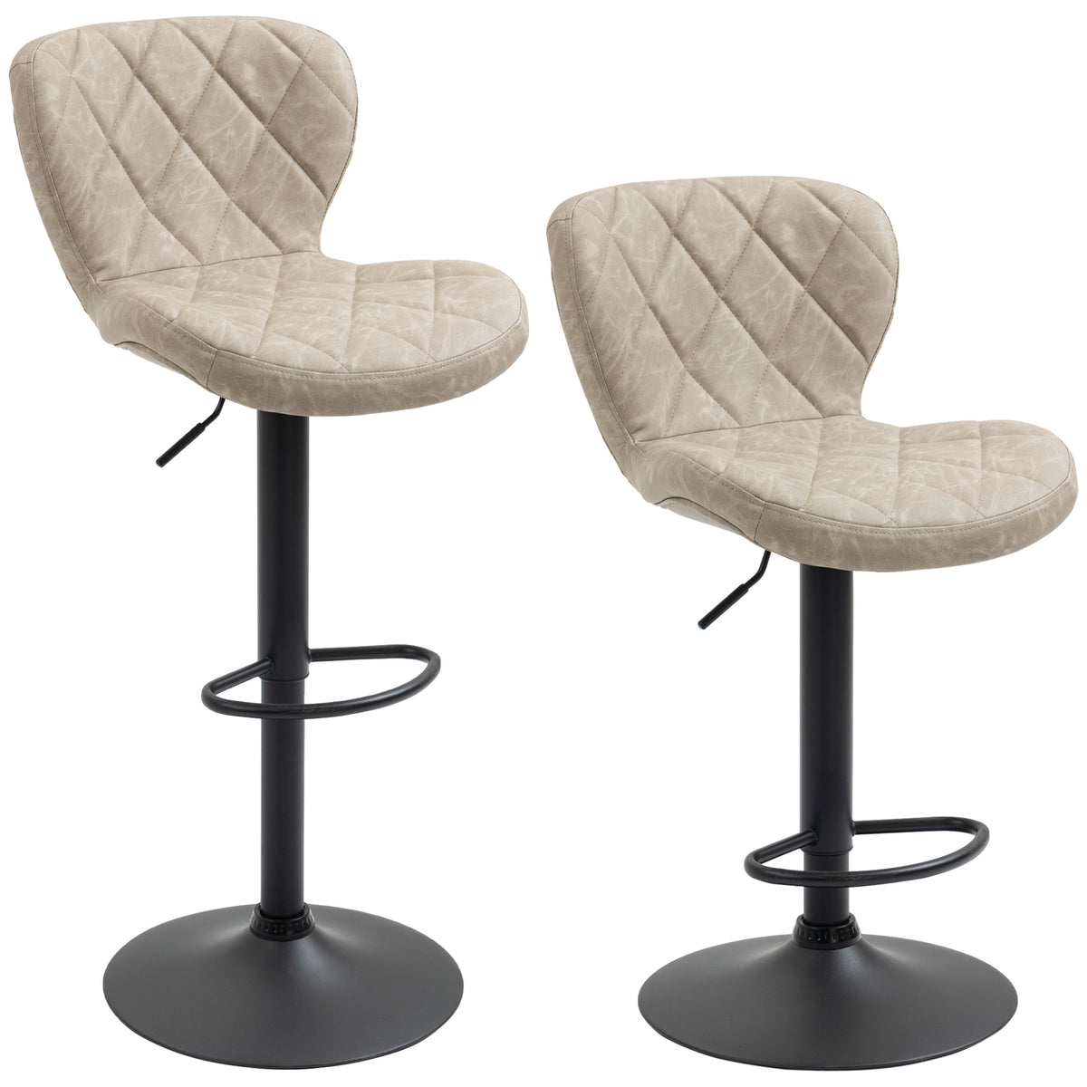 Faux Leather Bar Stools 46.5cm Wide in Set Of 2 - Velmora