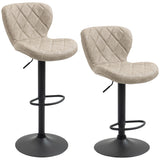 Faux Leather Bar Stools 46.5cm Wide in Set Of 2 - Velmora