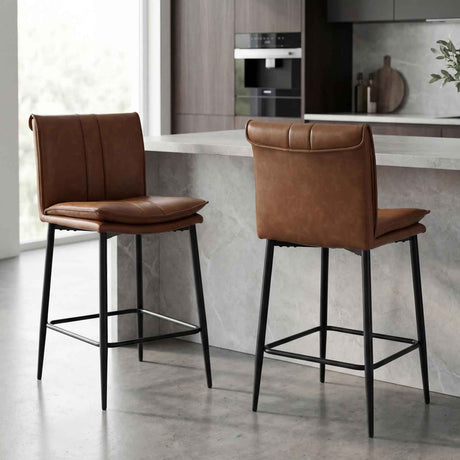 Faux Leather Bar Stools 47cm Wide in Set Of 2 - Lansdowne