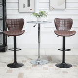 Faux Leather Bar Stools 47cm Wide in Set Of 2 - Velmora