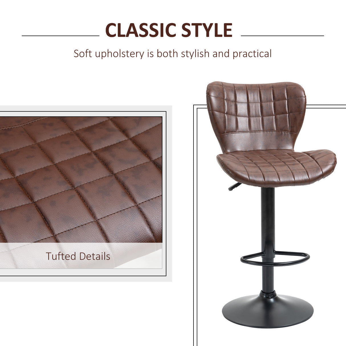 Faux Leather Bar Stools 47cm Wide in Set Of 2 - Velmora