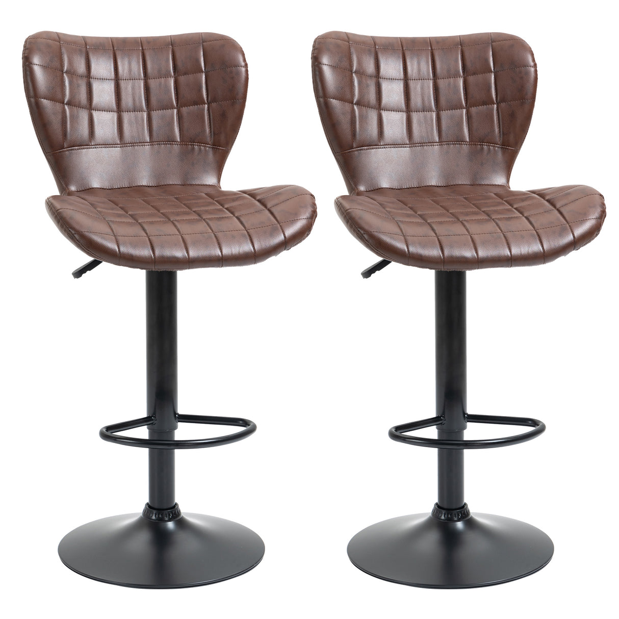 Faux Leather Bar Stools 47cm Wide in Set Of 2 - Velmora