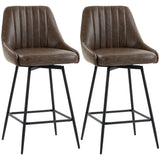 Faux Leather Bar Stools 48cm Wide in Set Of 2 - Velmora