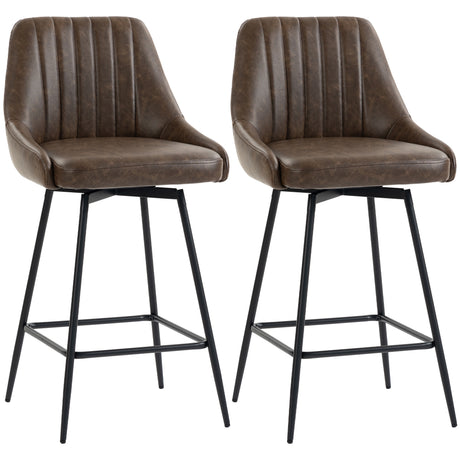 Faux Leather Bar Stools 48cm Wide in Set Of 2 - Velmora