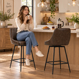 Faux Leather Bar Stools 48cm Wide in Set Of 2 - Velmora