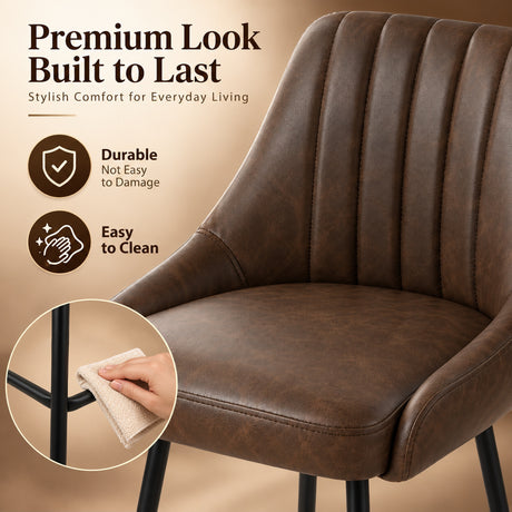 Faux Leather Bar Stools 48cm Wide in Set Of 2 - Velmora