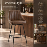 Faux Leather Bar Stools 48cm Wide in Set Of 2 - Velmora