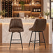 Faux Leather Bar Stools 48cm Wide in Set Of 2 - Velmora
