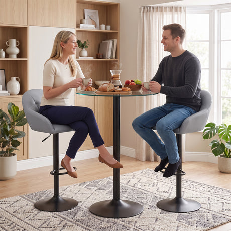 Faux Leather Bar Stools 49.5cm Wide in Set Of 2 - Velmora