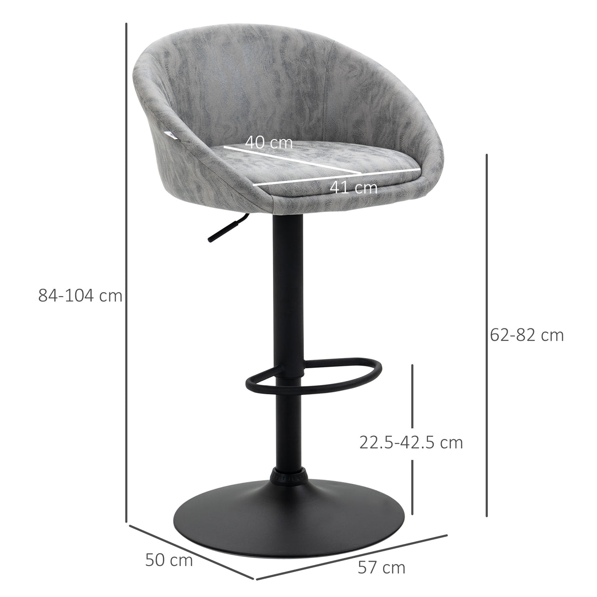 Faux Leather Bar Stools 57cm Wide in Set Of 2 - Velmora