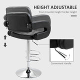 Faux Leather Bar Stools 64cm Wide in Set Of 2 - Velmora