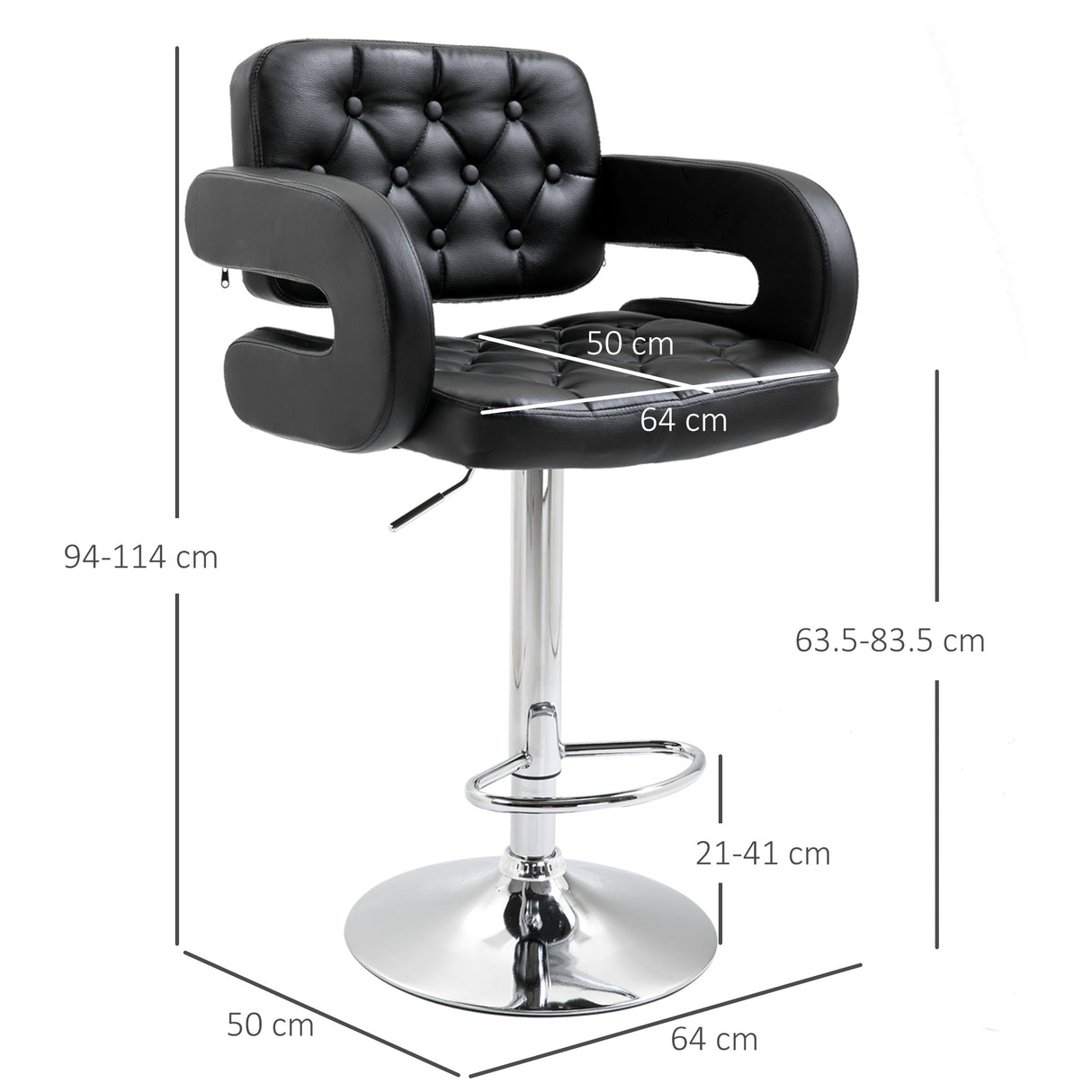 Faux Leather Bar Stools 64cm Wide in Set Of 2 - Velmora