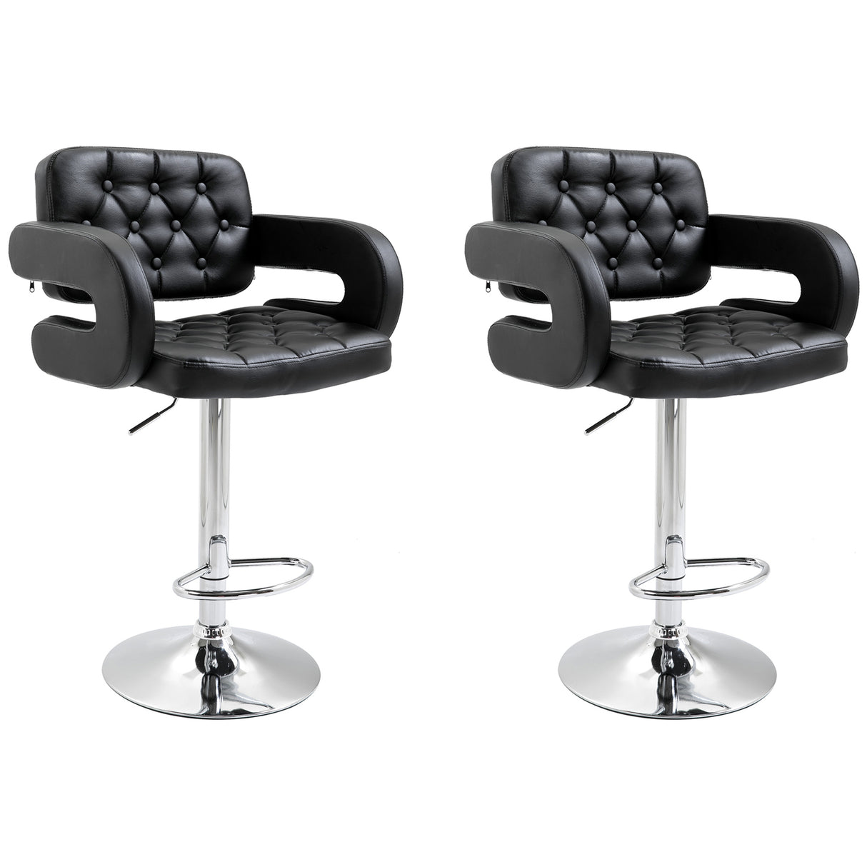 Faux Leather Bar Stools 64cm Wide in Set Of 2 - Velmora