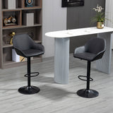 Faux Leather Bar Stools Height Adjustable Swivel in Set Of 2 - Velmora