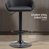 Faux Leather Bar Stools Height Adjustable Swivel in Set Of 2 - Velmora