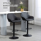Faux Leather Bar Stools Height Adjustable Swivel in Set Of 2 - Velmora