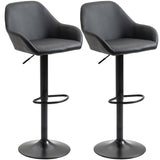 Faux Leather Bar Stools Height Adjustable Swivel in Set Of 2 - Velmora